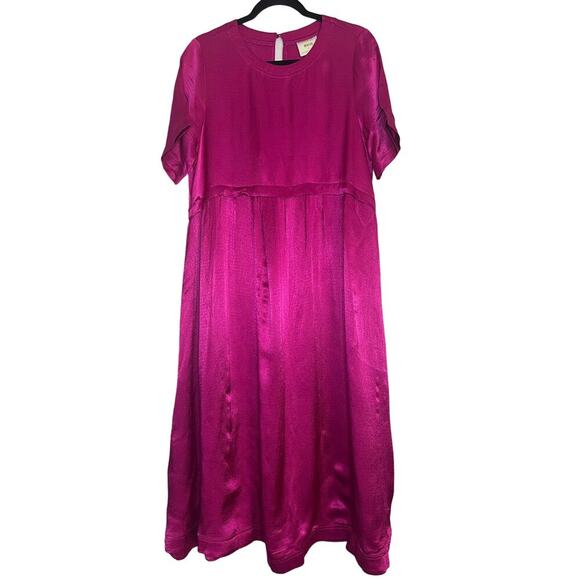 MAEVE by Anthropologie Jimena Midi Dress Short Sleeve Tunic Sz M Solid P… - Picture 3 of 12